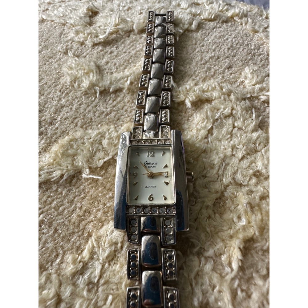 Galaxie by Elgin Womens Silver Tone Crystal Accented Quartz Watch 7/1452
